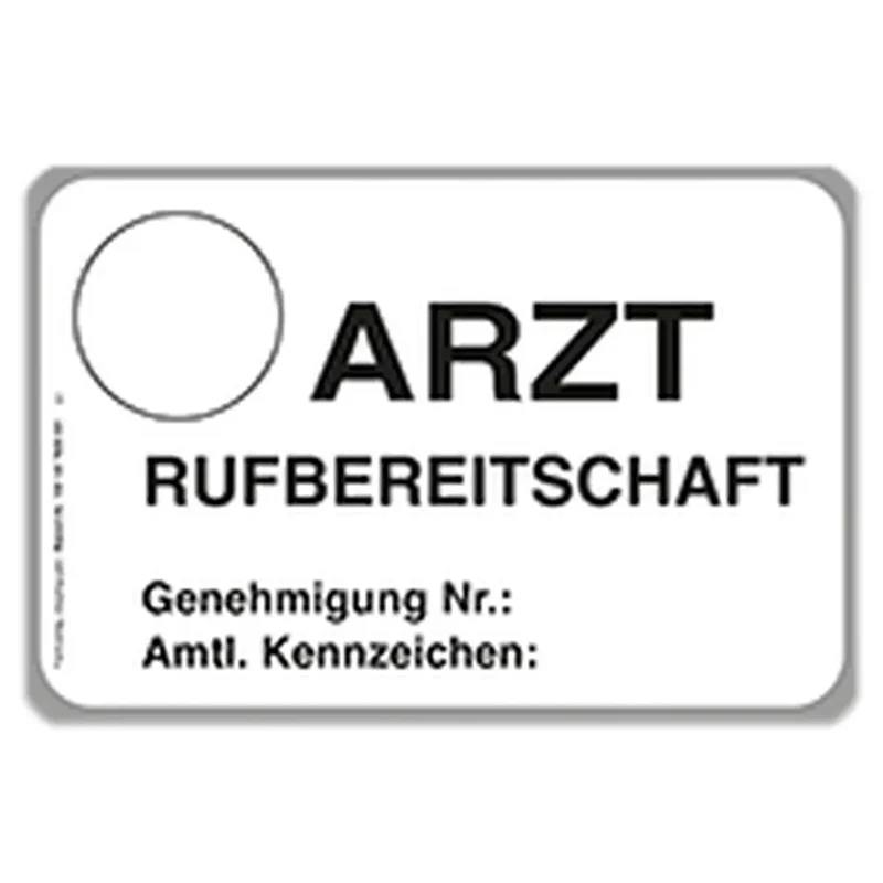 Parkausweis für Arzt in Rufbereitschaft, A6, Karton, weiß
