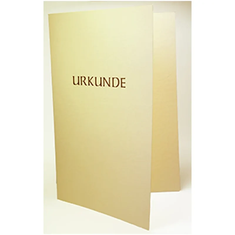 Urkundenumschlag mit Goldprägung, Karton creme ledergenarbt (Rhythmus)
