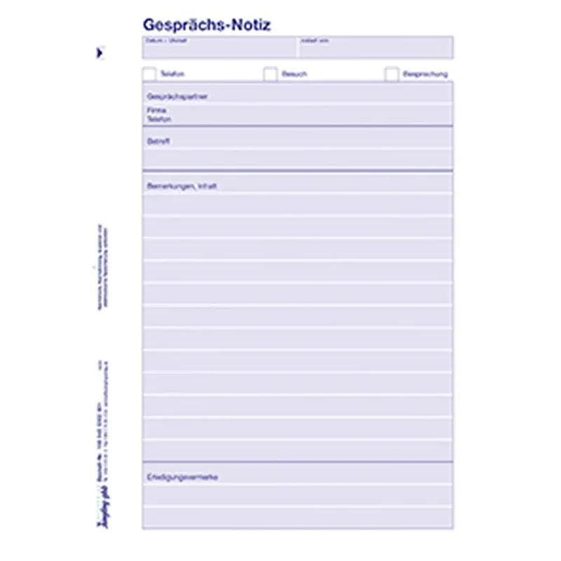 Gesprächsnotiz, A5, blau, Block à 50 Blatt
