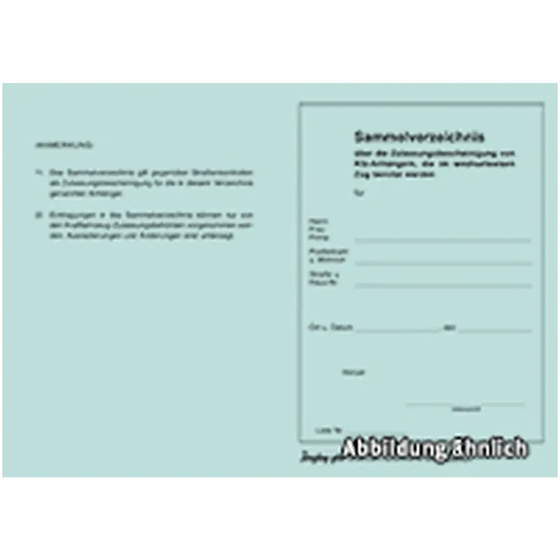 Sammelverzeichnis (Zul. von Anhängern im Wechselzug), A5, 1-fach