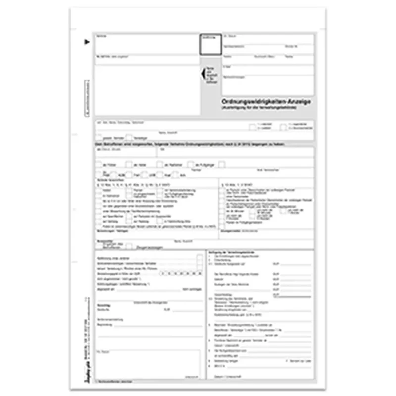 Ordnungswidrigkeiten-Anzeige, A4, 2-fach