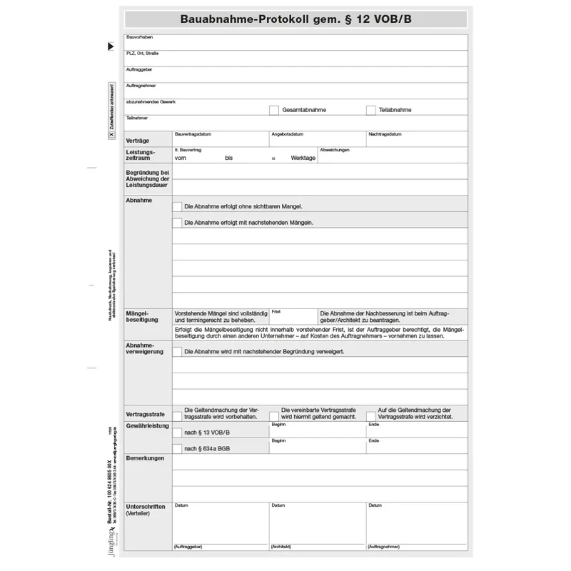 Bauabnahme-Protokoll gem. § 12 VOB/B, A4