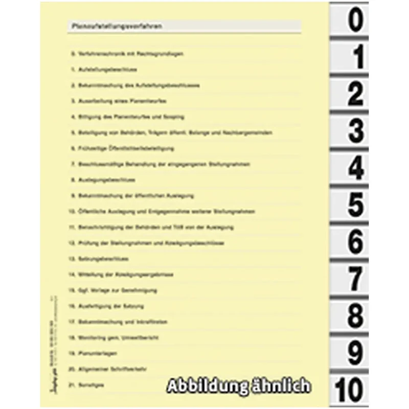 Register Planaufstellungsverfahren, 24-teilg Karton, 1 Satz