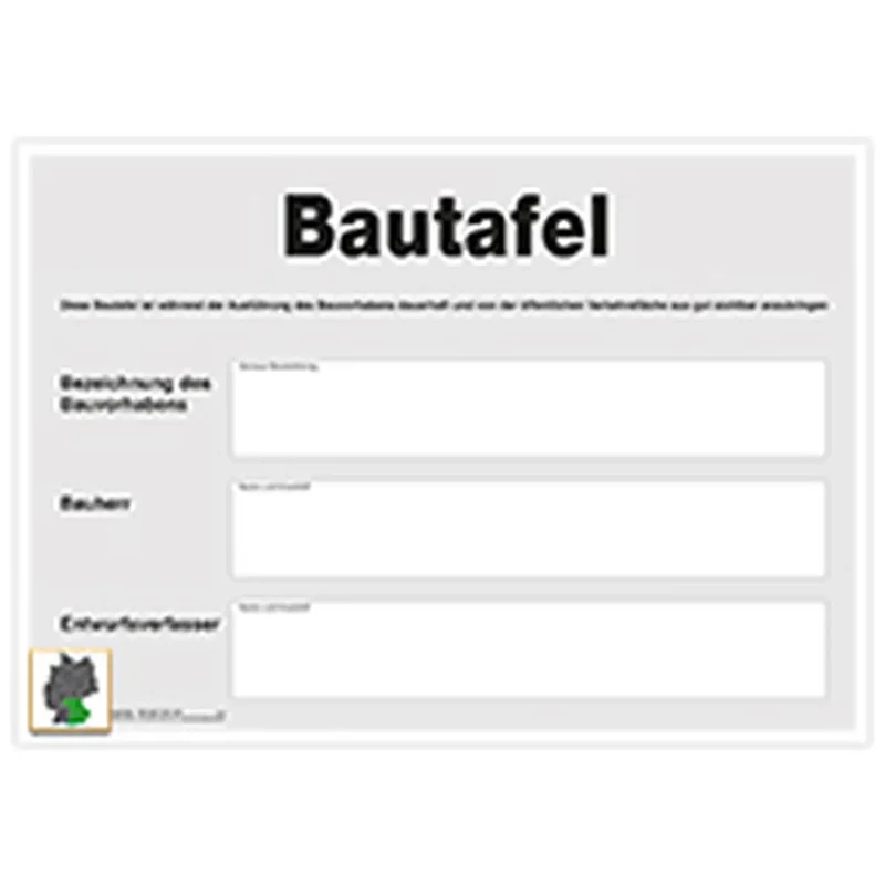 Bautafel, A4 Karton