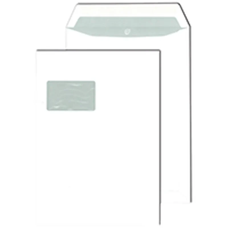 Versandtasche, DIN C4, weiß, Fenstergröße 90 x 55 mm, haftklebend, 120g