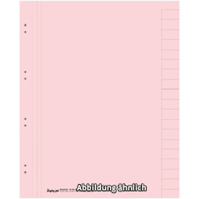 Register ohne Lochung, 20-teilig. rosa, DIN A4 Karton