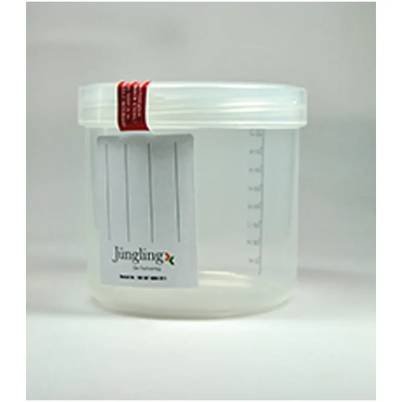 Probenbecher steril, PP, 500 ml m. Schraubverschluss, skaliert bis 400 ml, Sicherungsetikett