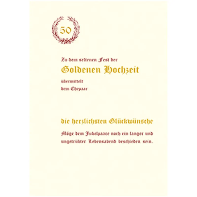 Urkunde Goldene Hochzeit