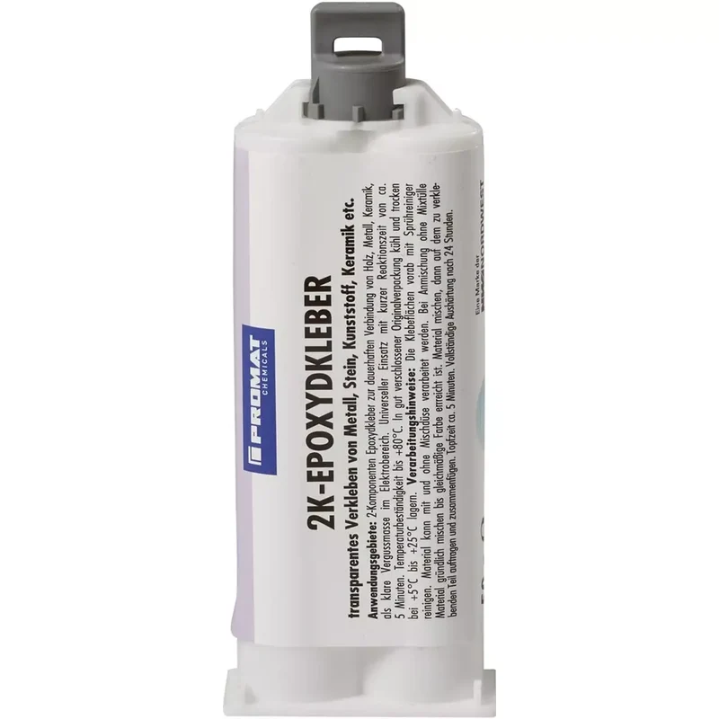 2K-Epoxydkleber, Inhalt 50 g, temperaturbeständig bis +80 Grad C, für Metall/Holz/Kunststoff/Stein, Doppelspritze