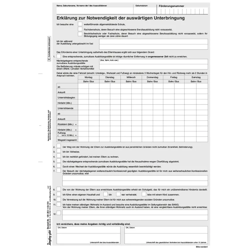 Erklärung zur Notwendigkeit der auswärtigen Unterbringung, A4