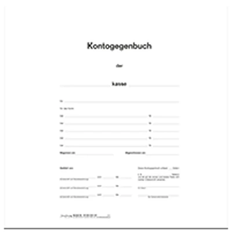 Kontogegenbuch 4-spaltig - Titelbogen, DIN A4 4-seitig