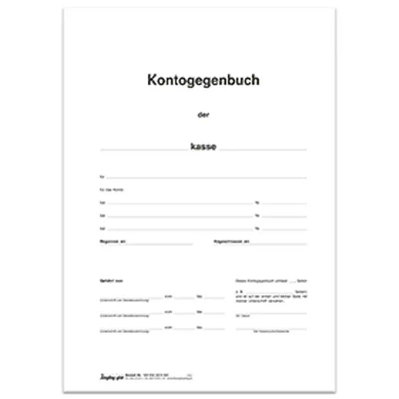Kontogegenbuch 3-spaltig - Titelbogen, DIN A4 4-seitig