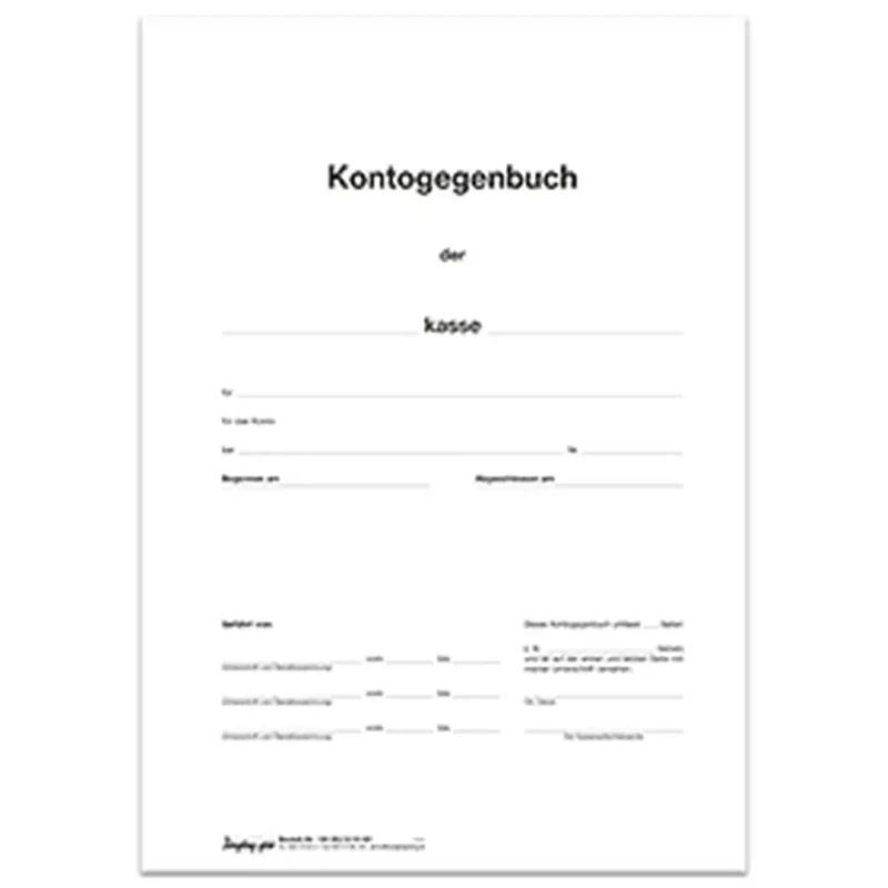 Kontogegenbuch 1-spaltig - Titelbogen, DIN A4 4-seitig