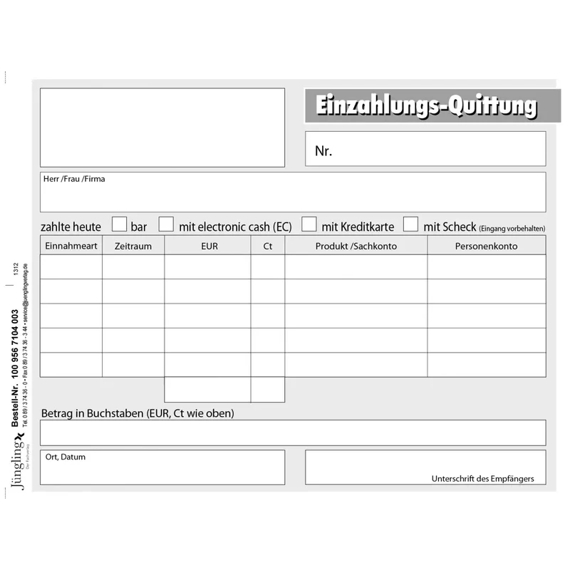Quittung für mehrere Forderungen (Doppik), mit laufender Nummer, Block, A6, 50 Satz, 3-fach