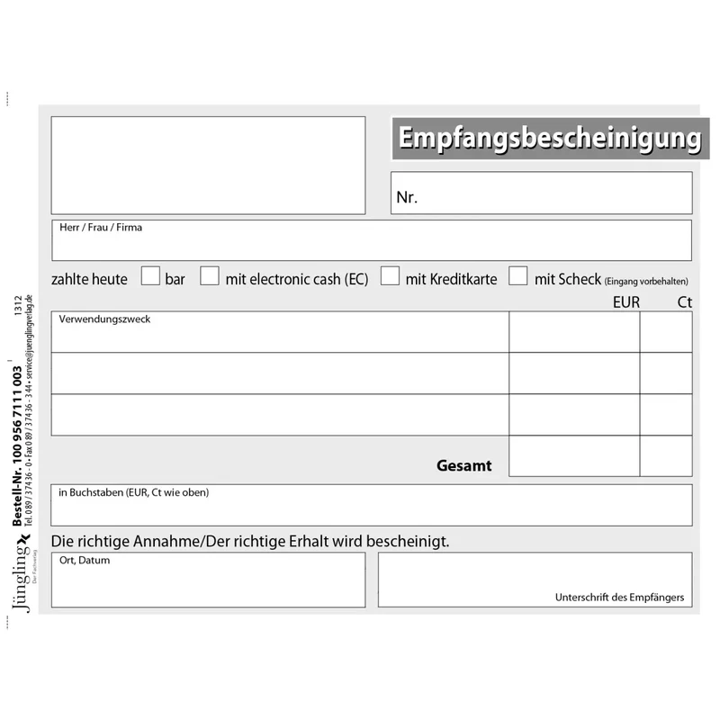 Quittung für mehrere Forderungen, mit laufender Nummer, Block, A6, 50 Satz, 3-fach