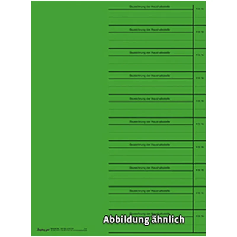 Registerblatt für Haushaltsstellen, grün, DIN A4, Karton