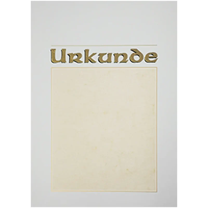 Urkunde, A4, weiß, matt, mit elefantenhautähnlichem Druck, Schriftzug Urkunde