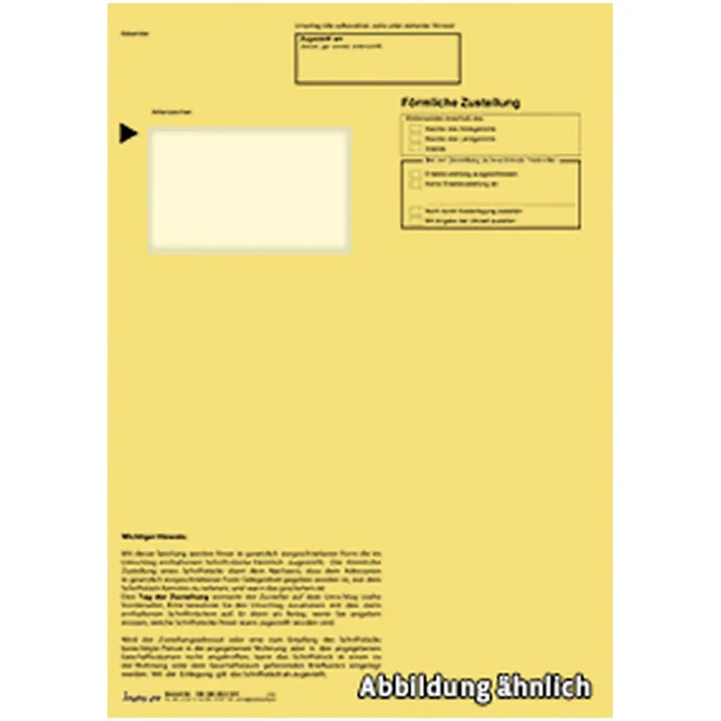 Förmliche Zustellung: Innerer Umschlag m.F., haftklebend, C4, 229 x 324 mm, mit Doku-Hülle