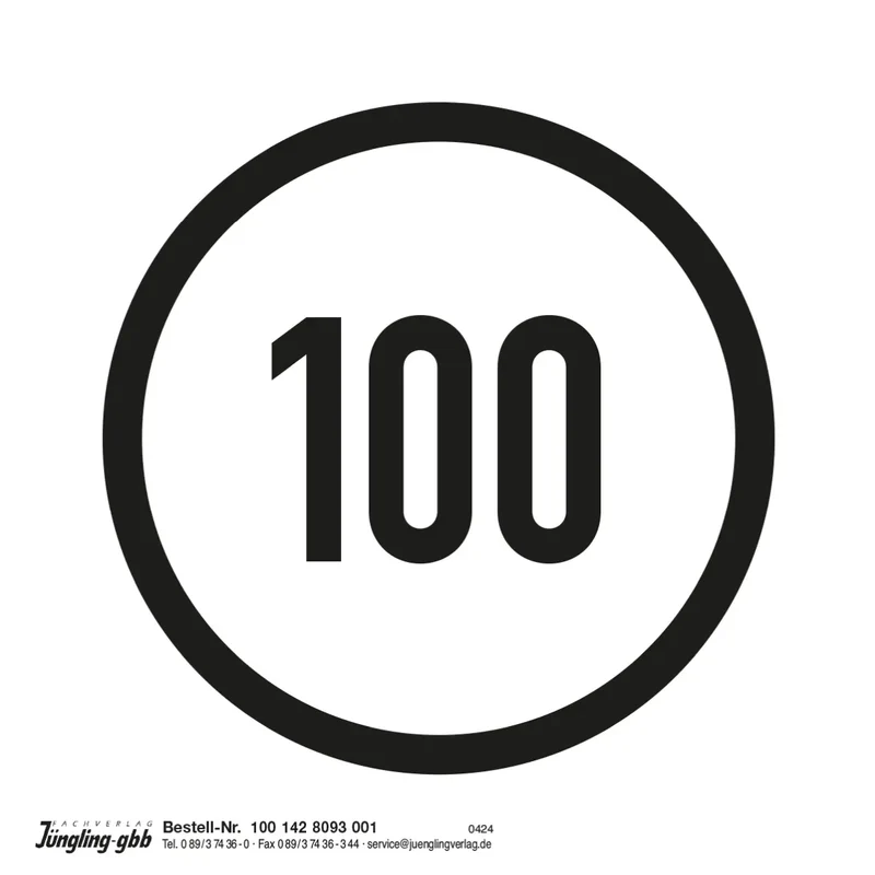 Aufkleber 100 für Gespanne (Zugfahrzeug - innen), Durchmesser 80 mm