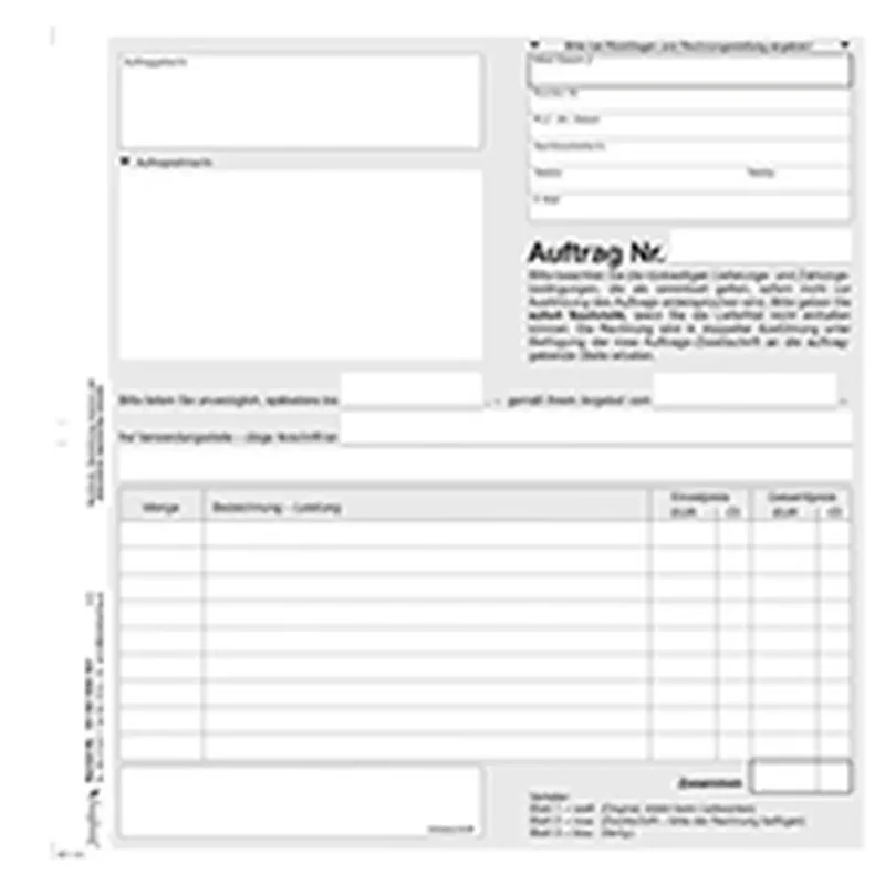 Auftrag, 2/3 DIN A4, 3-fach SD, geblockt