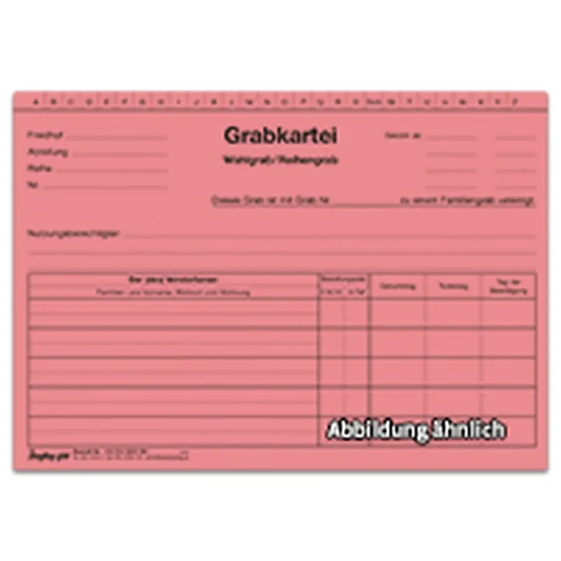 Grabkarteikarte Wahl-/Reihengrab, A5, rosa