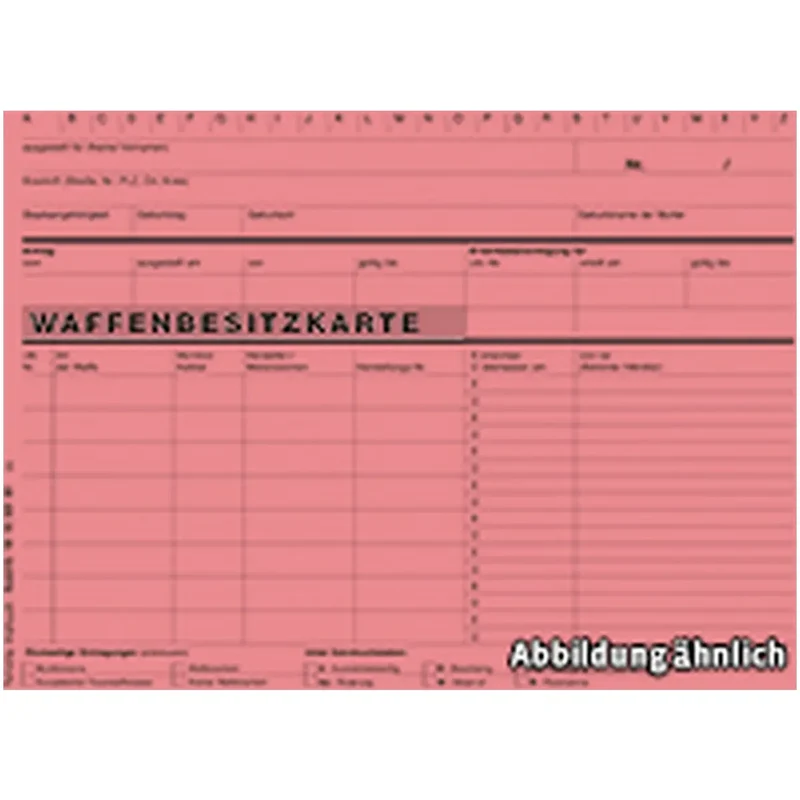 Waffenbesitzkartei, - rosa, A5 Karton