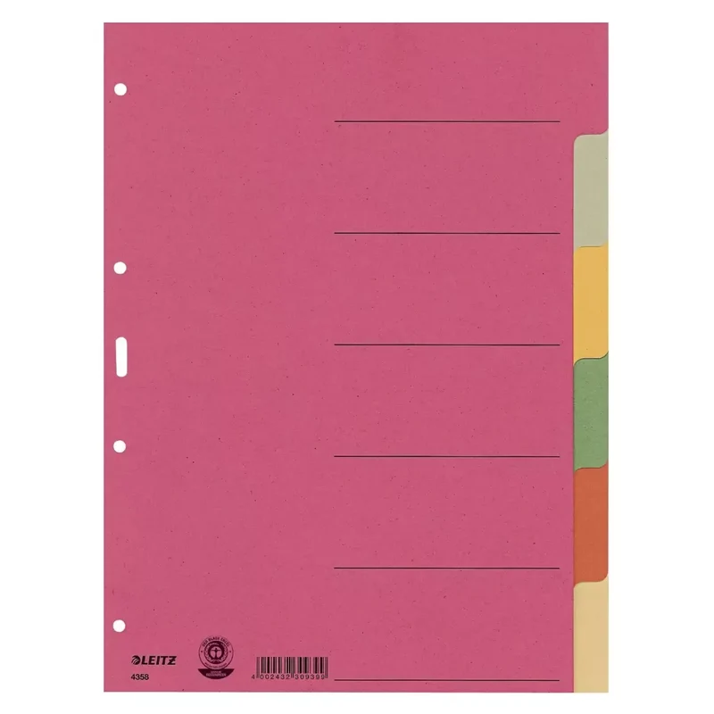 4358 Register - Karton, blanko, A4, 6 Blatt, farbig