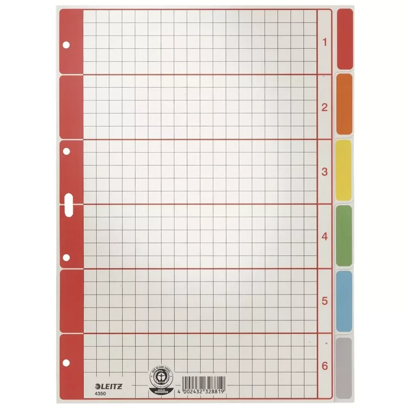 4350 Register - blanko, Karton, farbig bedruckt, A4, 6 Blatt