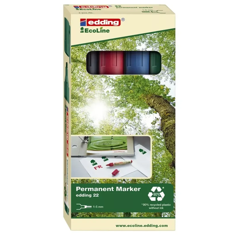 22 Permanentmarker EcoLine - 1 - 5 mm, 4 Farben