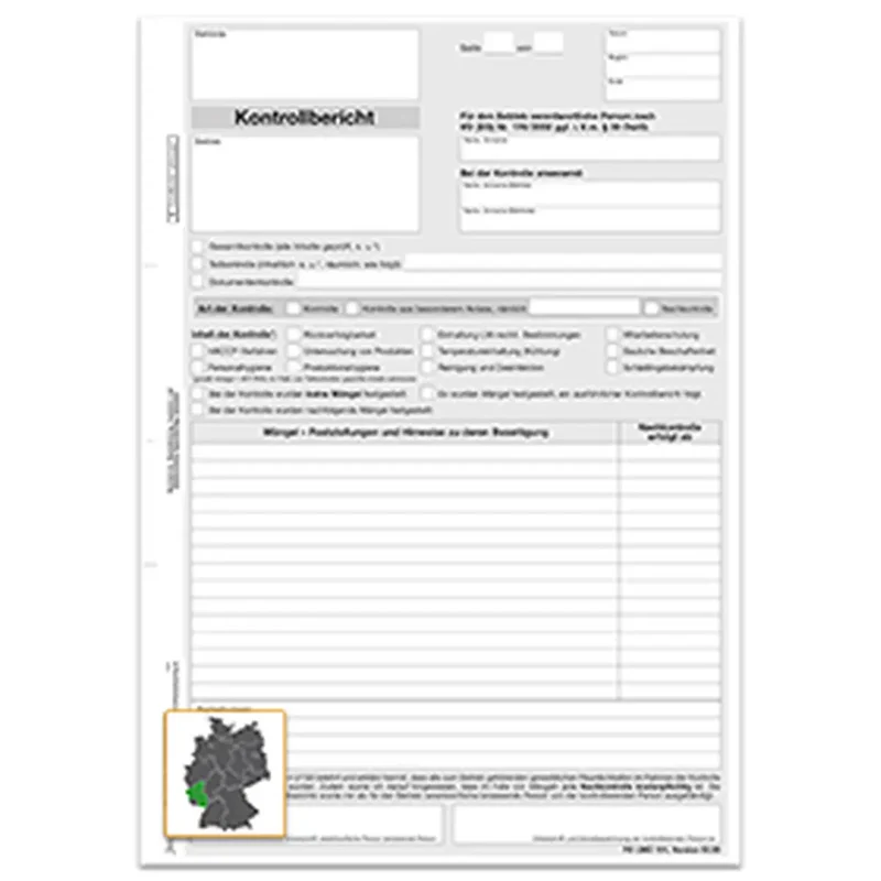Niederschrift Durchführung Betriebskontrolle, A4 3-fach, SD