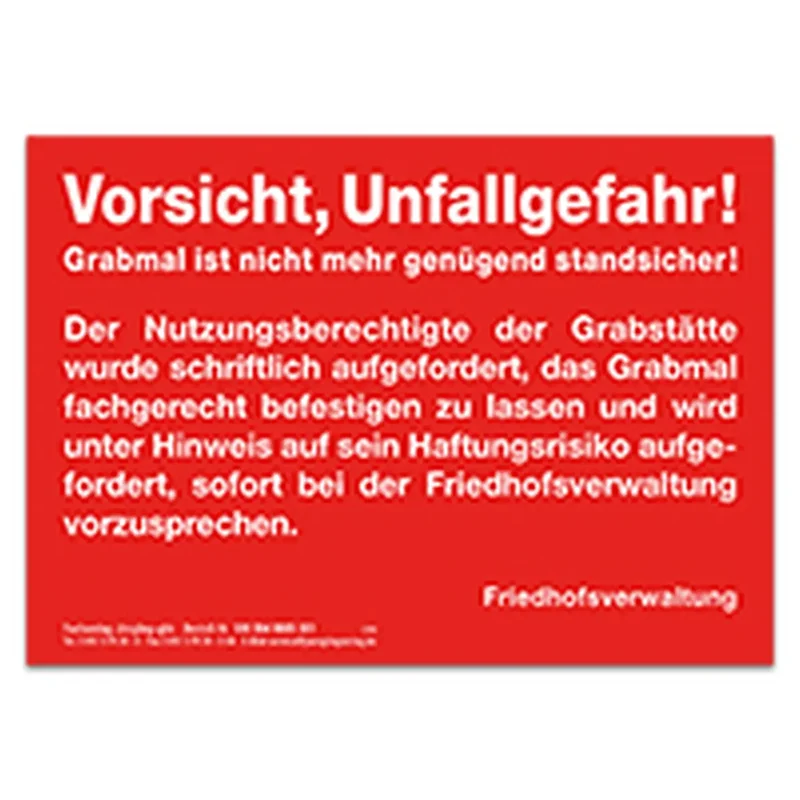 Vorsicht, Unfallgefahr!, Aufkleber selbstklebend 148x105, rot/weiß