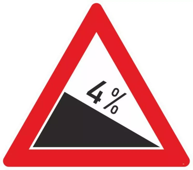 Verkehrszeichen VZ108-4 Gefälle 4%