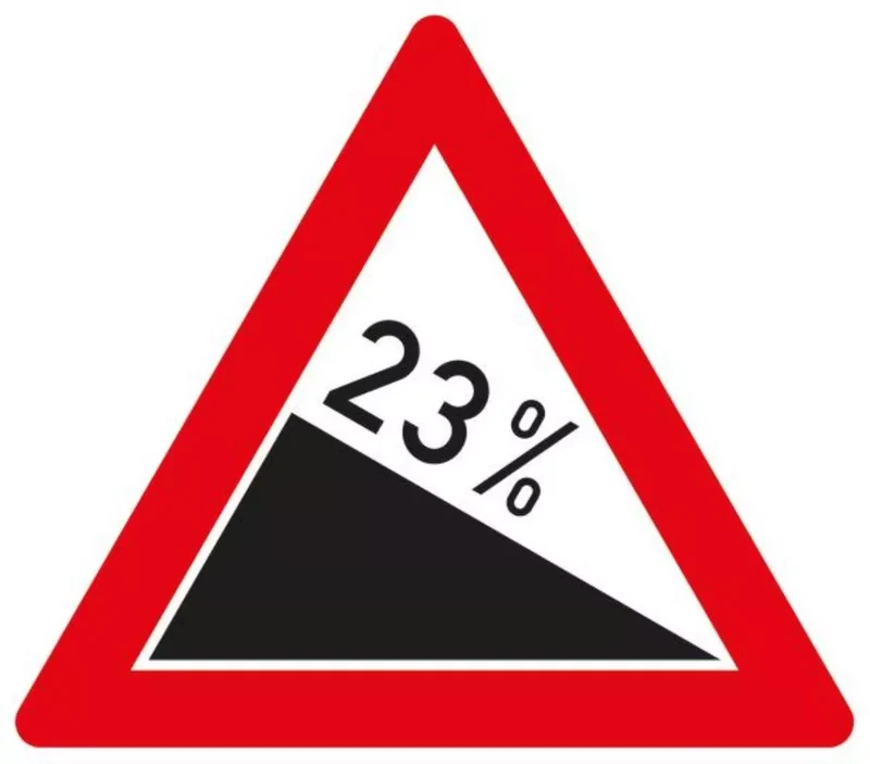 Verkehrszeichen VZ108-23 Gefälle 23%