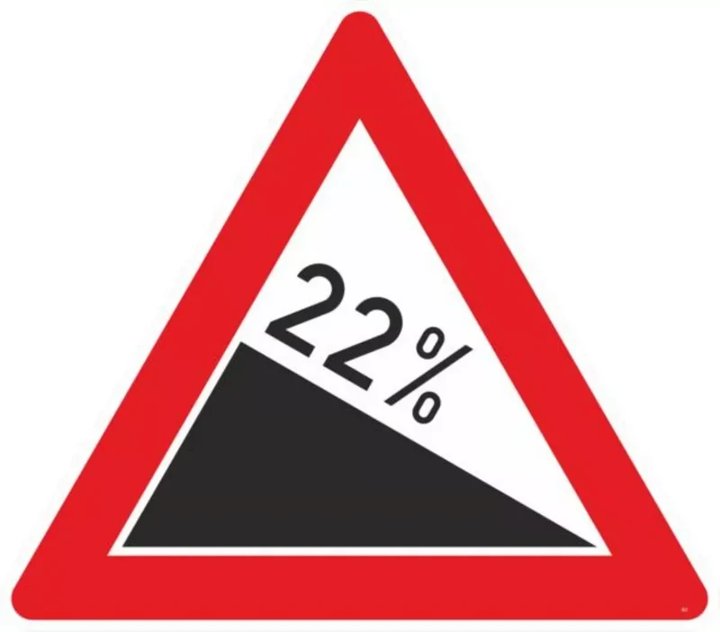 Verkehrszeichen VZ108-22 Gefälle 22%