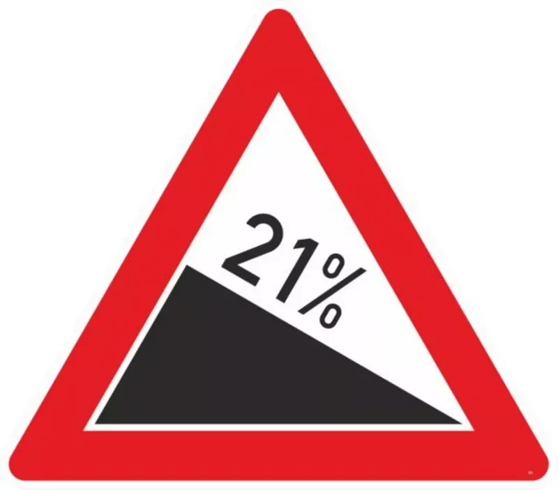Verkehrszeichen VZ108-21 Gefälle 21%