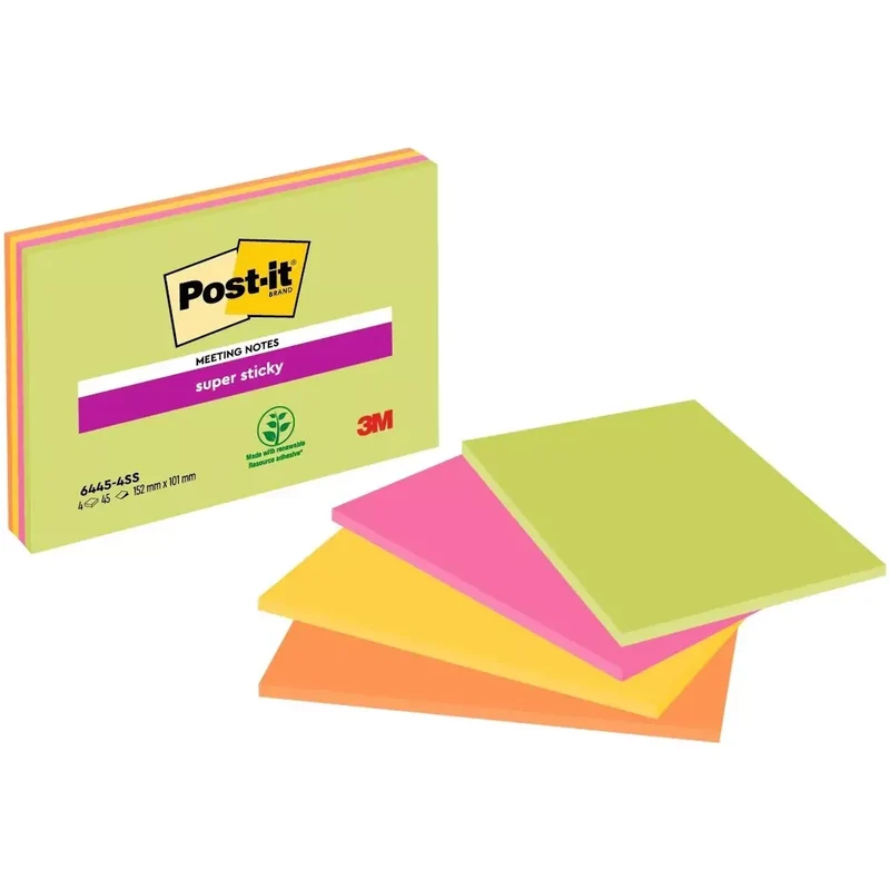 Meeting Notes Neon - 152 x 101 mm, 4 x 45 Blatt