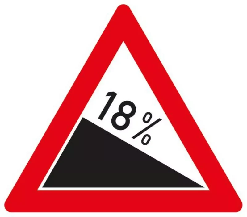 Verkehrszeichen VZ108-18 Gefälle 18%