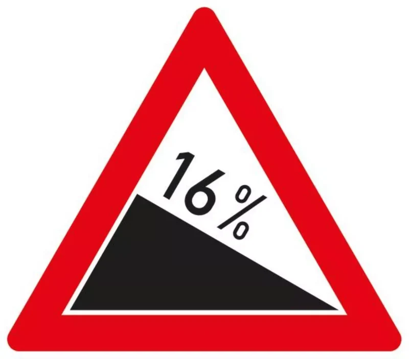 Verkehrszeichen VZ108-16 Gefälle 16%