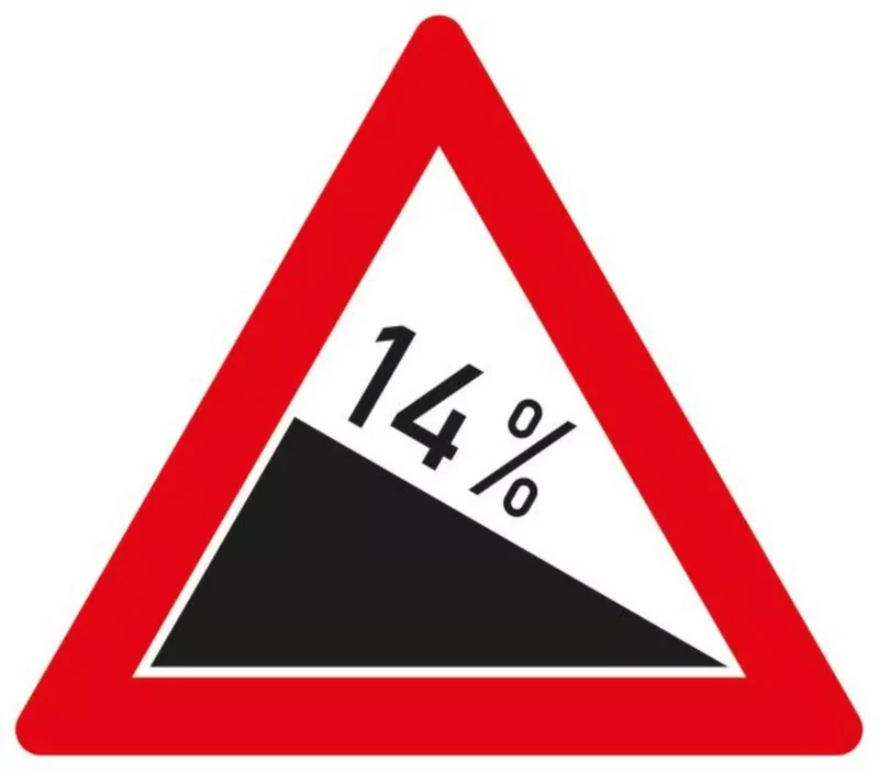 Verkehrszeichen VZ108-14 Gefälle 14%