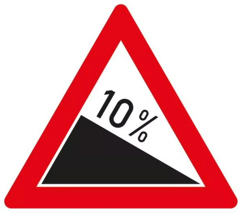 Verkehrszeichen VZ108-10 Gefälle 10%