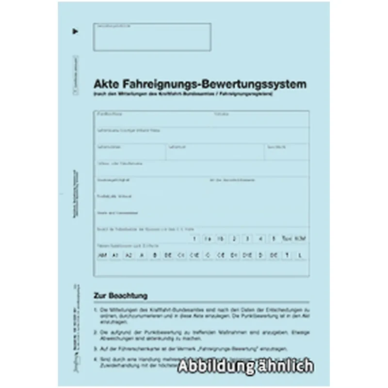 Akte Fahreignungs-Bewertungssystem, A4, 4-seitig, blau