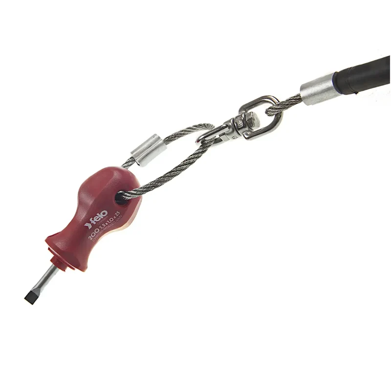 Schraubendreher Schlitz von Felo, 5.5 mm, inkl. Edelstahl-Drahtseil mit Drehgelenk für ibombo Fahrrad-Reparaturstation
