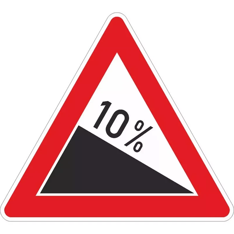 Verkehrszeichen VZ108 Gefälle %