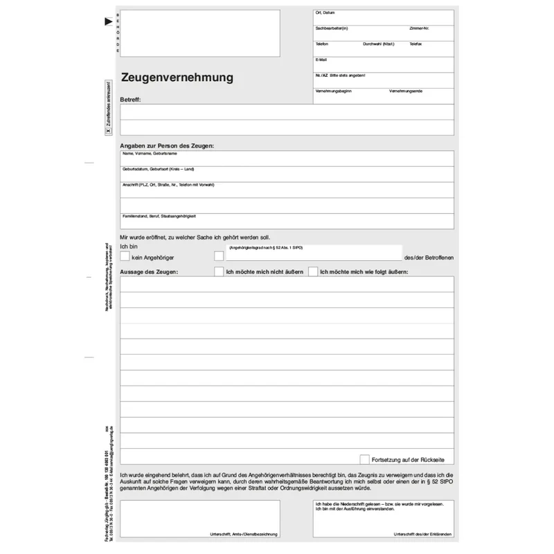 Niederschrift Zeugenvernehmung, A4