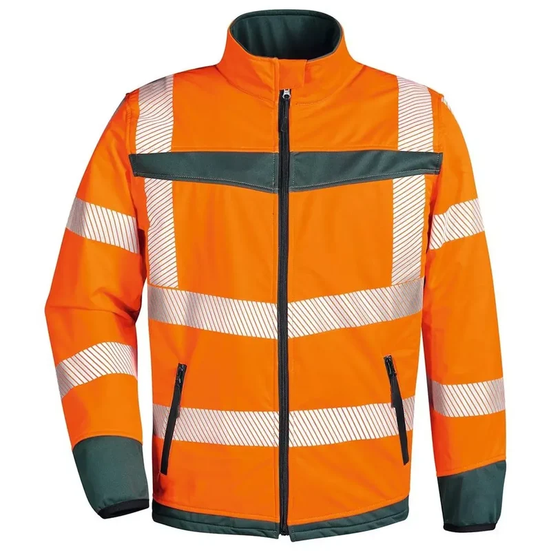 Warnschutz-Softshell-Jacke, Farbe leuchtorange/grün