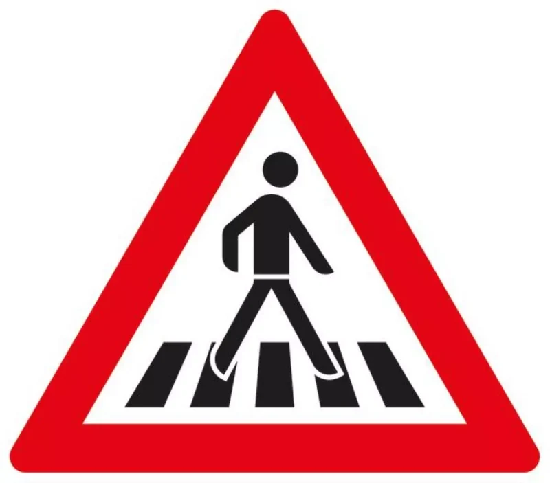 Verkehrszeichen VZ101-21 Fußgängerüberweg, Aufstellung links