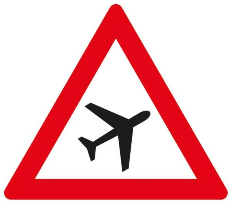 Verkehrszeichen VZ101-20 Flugbetrieb, Aufstellung links