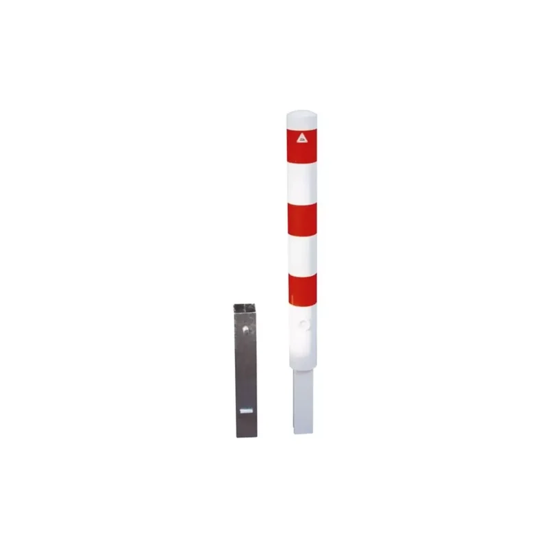 Stahlrohrpoller Ø 193x3,6 mm, herausnehmbar mit Dreikantverschlus, weiß-rot (inkl. Bodenhülse)s