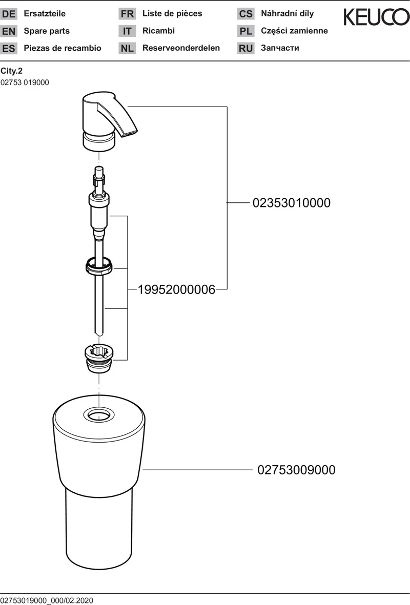 KEUCO CITY.2 Lotionspender 250 ml – Echtkristallglas matt, Pumpe verchromt