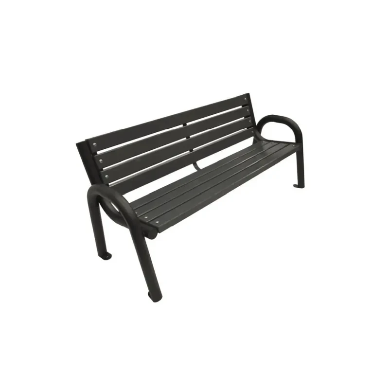 Bank Grande II Hpl 192 cm, mit Rückenlehne, Grau-braun, Gestell schwarz RAL 9005
